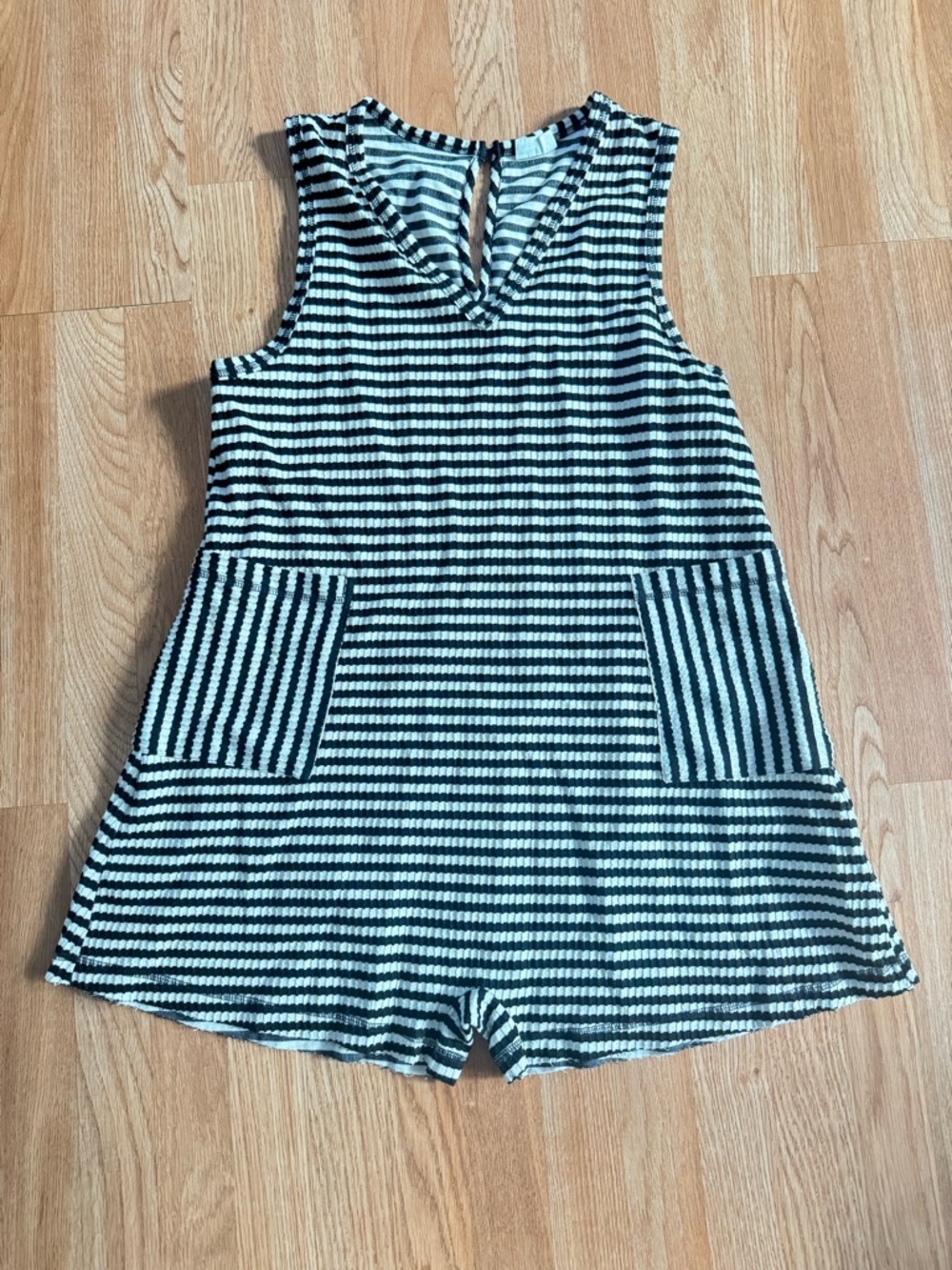 Ladies' Black and White Striped Knit Romper - Brand New’n